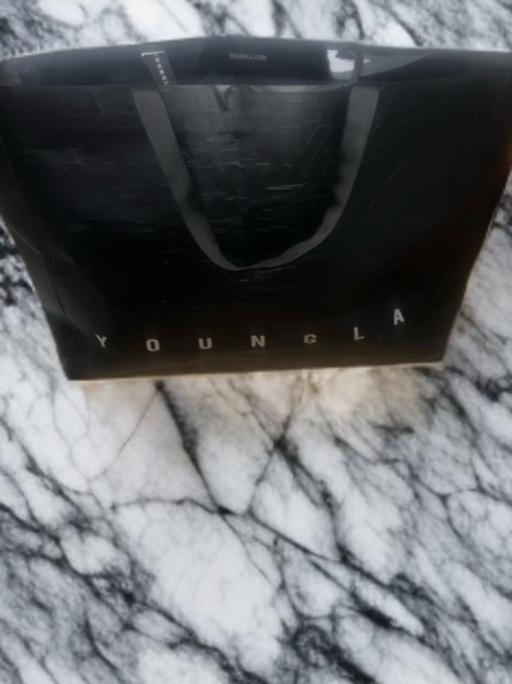 YoungLA Black Embossed Logo Tote Bag